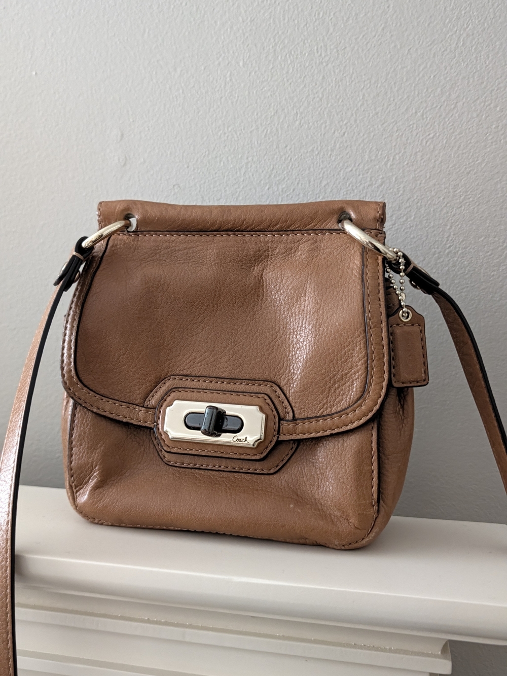 Coach Leather Crossbody Bag in Saddle Brown